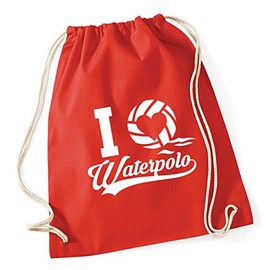 Hippowarehouse I Love Water Polo Drawstring Cotton School Gym Bag 37cm x 46cm, 12 litres