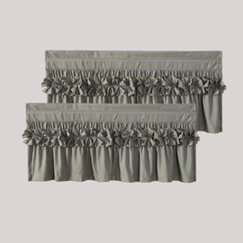 HIG 2 Pack Gray Ruffle Window Valances – Handcrafted Bow Tie Blackout Curtain Valances for Windows/Bathroom/Living Room/Bedroom, Farmhouse Decorative Privacy Kitchen Valance, 52"x18"(N60047)