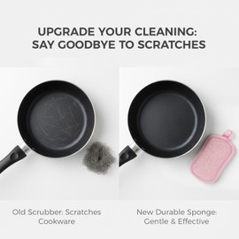 Dual Sided Kitchen Sponges and Scrubbers 10-Pack, Microfiber Non-Scratch Scouring Pads for Dishes, Pots, Pans, Stainless Steel, Glass Cooktops & Countertops