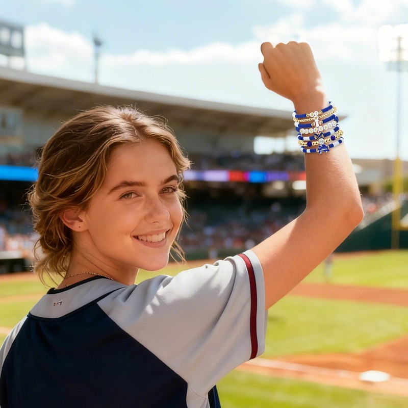 Smilelife Baseball Bracelets for Women Game Day Stackable Bracelets Baseball