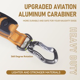 Pamiou Heavy Duty Dog Leash with Strong Lead for Medium to Large Dogs, Shock Absorbing with Bungee Design, Two Padded Handle & Car Seat Belt Buckle, Light Reflective Rope Dog Leads (Yellow)