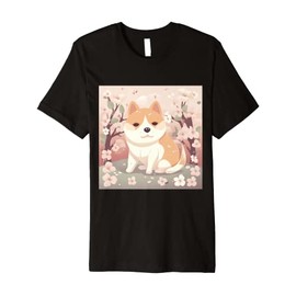 Cute Shiba Inu Cherry Blossom Prints Pretty Design Premium T-Shirt