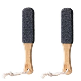 2 Pieces Foot File Callus Remover Heel Grater Wooden Handle Foot Scrubber Pedicure File Foot Filer for Dead Skin Professional (Black, One size)