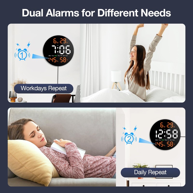 Brauthon Digital Wall Clock for Classroom, Garage, Game Room, Large