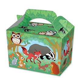 Diamante Crafts 10 Party Boxes -Themed Character Cardboard Lunch Food Loot Treat Box -16 Designs (10 - Woodland Animals Boxes)