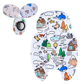 FSINWV Newborn Insert and 3Pcs Replacement Toy Balls for Mamaroo, Breathable Reversible Infant Insert Compatible with Mamaroo Baby Swing & RockaRoo, Head & Body Support, Machine Washable