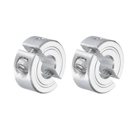 sourcing map 2Pcs Double Split Clamp-On Shaft Collar for 1/4" Shaft, Two-Piece Clamping Collar 11/16" OD, 5/16" Thickness, Aluminum Alloy Set Screw Split Collar Clamp