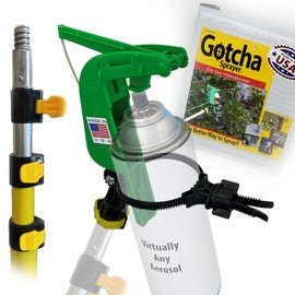 Gotcha Sprayer Homeowner USA-Made Combination Kit - Includes an Adjustable 4-Section 12ft. Spray Can Extension Pole - Pest Control Kit to Easily Spray Hard-to-Reach Areas