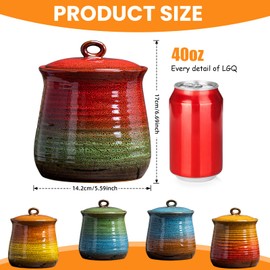 40 OZ Cookie Jar,Dog Treat Jar, Kitchen Canisters for Countertop for Food Storage Coffee, Tea,Flour, Beans, Spices, Nuts and More Ceramic Jar with Lid. (Red and Green)