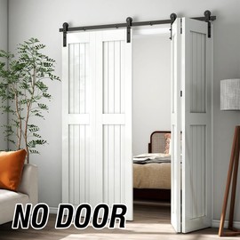 AONAYIOA 60"/5FT Bi-Folding Sliding Barn Door Hardware Kit for 4 Doors, Bi Fold Barn Door Hardware Fit Door Opening Width 56",Smoothly and Quietly,Easy to Install,No Door Panel (Side Mounted Hanger)