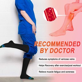 4 Pairs Compression Socks for Women Circulation-Best Support for Nurses,Running,Athletic,Travel L-XL