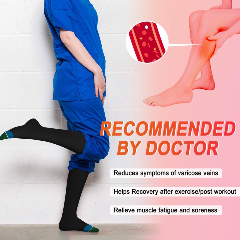 4 Pairs Compression Socks for Women Circulation-Best Support for Nurses,Running,Athletic,Travel