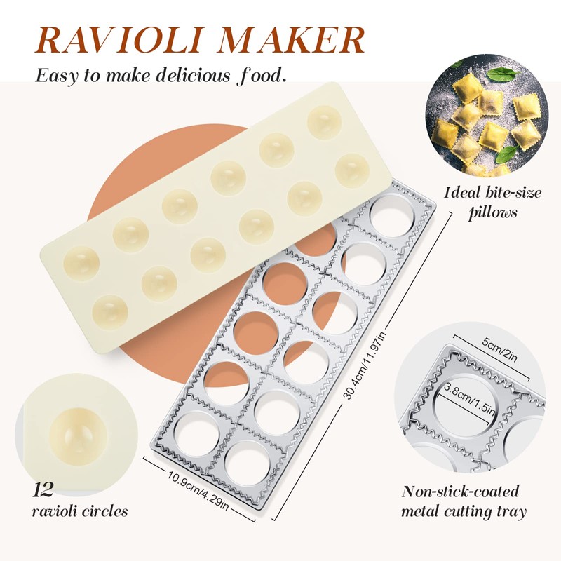 Geetery 5 Pcs Ravioli Mold Set 2 Inch Squares Ravioli