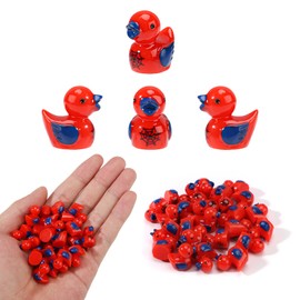 25pcs Tiny Spider Resin Ducks, Small Resin Duck with Spider Web Miniature Garden Decorations Mini Landscape Decor for Home Office Car Decor Festive Gift(Red)
