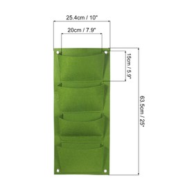 PATIKIL 4 Pockets Vertical Hanging Grow Bags, Wall Hanging Planter Bags Wall-Mounted Felt Fabric Planting Grow Bags for Garden Home Decoration, Green