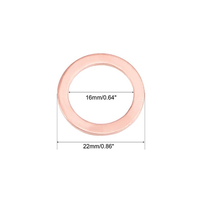 sourcing map 20Pcs 16mm x 22mm x 1.5mm Copper Flat