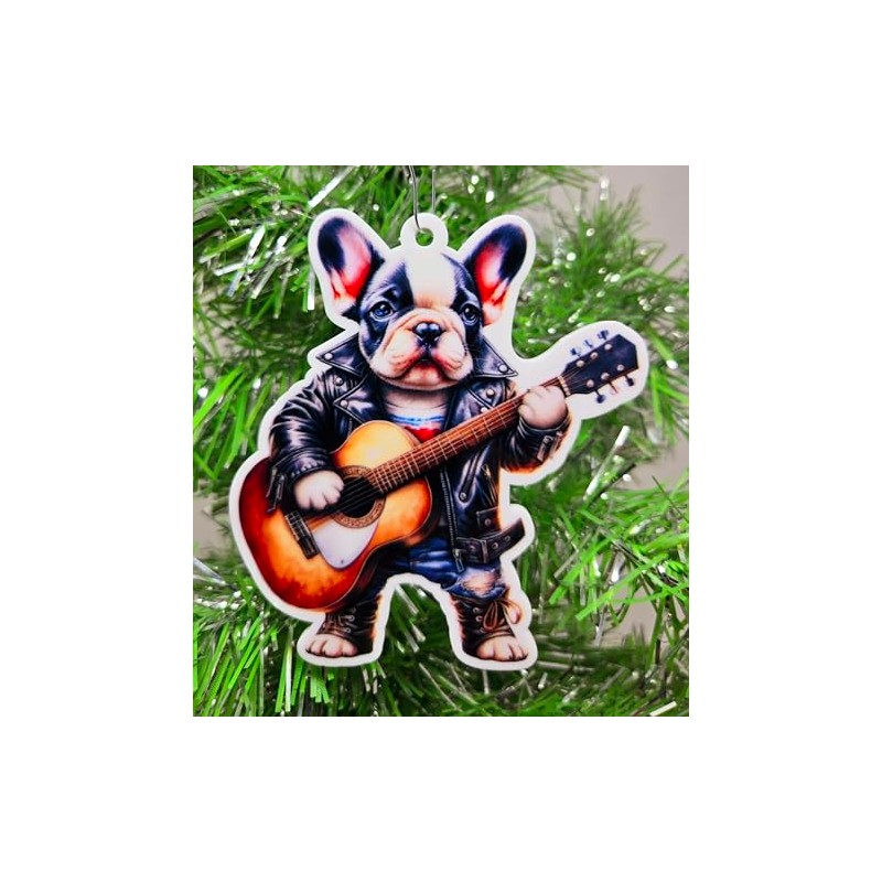 French Bulldog Rock Ornament Acustic Guitar