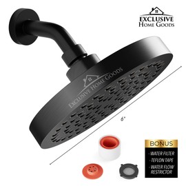 Luxury Rainfall Shower Head - High-Pressure showerhead Jets, rain shower head Ant-Clog Silicone Nozzles (1.8 GPM, Matte Black)