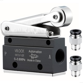 VIILOCK Pneumatic Mechanical Valve, 2 Position 2 Way 1/8”PT Roller Lever Type Normally Closed Air Valve MOV-02
