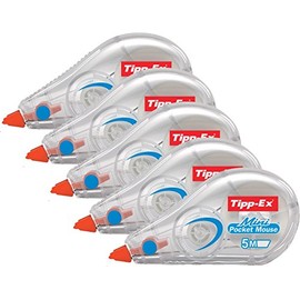 5 Count Savings Pack Tipp-Ex Mini Pocket Mouse Correction Tape Roller 5 mm x 5 m Pack of 1, White