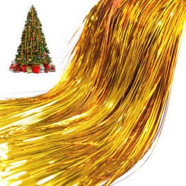 Pack of 3000 Strands Gold Christmas Icicle Tinsel Foil Fringes | 19.8 Inches, Christmas Tree Tinsel Curtain Decoration for Indoor Outdoor Winter Home Holiday New Year Eve Birthday Party Supplies