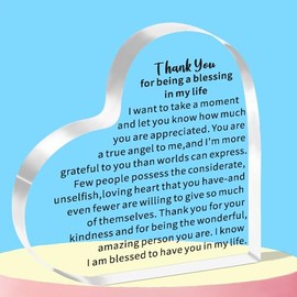 WTOPP Thank You Gifts,Acrylic Heart Shape Plaques Appreciation Gifts,Appreciation Gifts For Mum Dad Boss Leader Mentor,Thanksgiving Gift For Colleague Coworker,One size,Transparent,