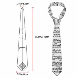 Yakuna Musical Score Men's Ties Music Notes Symbols Men's Neckties for Mens Wedding Party Work Casual Holiday