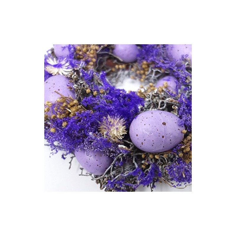 Shophaus24 Purple Wreath with Eggs, Easter Wreath Diameter 23 cm