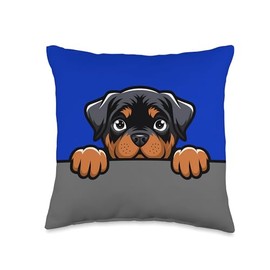 Cute Rottweiler Peeking Puppy Funny Rottie Dog Lover Throw Pillow