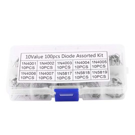 100pcs 10Values Rectifier Diode Assorted Kit with Clear Box 1N4001~1N4007, 1N5817~1N5819