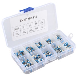 Haljia 100 10 RM065 6 mm Multi Turn Trimmer Potentiometer Assorted Kit Variable Resistor Plastci Box