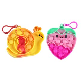 Set of 2 Valentine Bubble Poppers - Strawberry & Snail Valentines Day Bubble Popper Fidget Toy - Fun Party Favor Toy - Heart Love - Fun Party Favor Toy (Random Colors)
