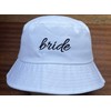 Bride - White Cotton Bucket Hat with Black Embroidery, Hen
