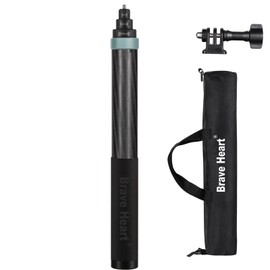 True Carbon Fiber selfie stick with Carry Case, 14 to 118 inches monopole waterproof monopod for Gopro Go pro hero 13 12 11 10 9 insta360 insta 360 x4 x3 x2 x ONE R RS accessories (Green)