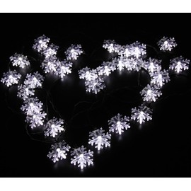 Inngree Solar String Lights 20 ft 30 LED 8 Modes Snowflake Waterproof Solar Christmas Fairy Lights for Home Outdoor Gardens Holiday Party Patio Yard Christmas Decorations(White,1Pack)