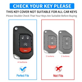 QBUC for Jeep Key Fob Cover with Keychain Compatible with Jeep Wrangler JLU JL Gladiator Rubicon JT Car Flip Key (pink)