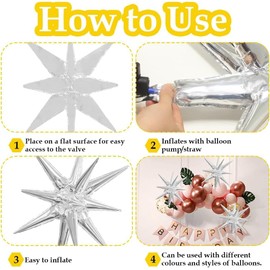 JAONLD Star Balloons, 8 Pcs 22Inch Cone Star Foil Balloons Balloons and 12 Pcs 10Inch Four Pointed Star Balloons metallic balloons for Birthday, Bachelorette Party, Disco Party Decorations (Silver)
