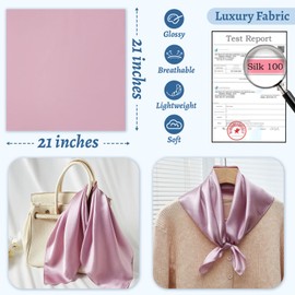 WUZININGLE 21"x21" Solid Color Silk Square Scarf-100% Mulberry Silk Neck Scarf for Women Small Scarves Fashion Silk Bandana Neckerchief-Purple