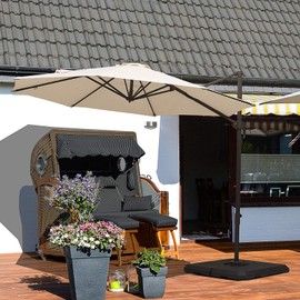 Outsunny Outdoor Patio Cantilever Offset Umbrella Stand Base Weight Holder with Cross Bar Channel Grooves for Powerful Support, 4-Piece, Black