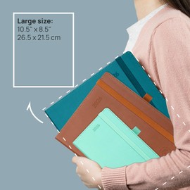 POPRUN 2026 Agenda [Large-8.5'' x 10.5''] - 2026 Weekly Planner with Hourly Time Slots, Appointment Book for Time Management, Leather Soft Cover - Pacific Green