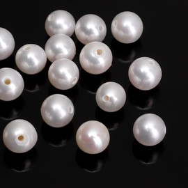 Natural Freshwater Half-Drilled Round Pearl Beads 4-5mm White Loose Pearls 0.5mm Hole 4pcs for Jewelry Making