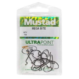 Mustad 37177NP-BN Mega Bite Hooks - Size 1/0 - Pack Qty 7