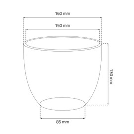 Dark concrete ceramic 16 cm planter with saucer, BARREL series