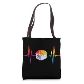 Sushi Lover Tie Dye Rainbow Heartbeat Frequency Pulse Design Tote Bag