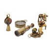 Set of 5 Brass Miniature Nautical Replicas–Vintage-Style Telescope, Compass, Sextant,