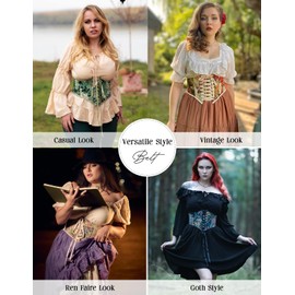 Scarlet Darkness Renaissance Belts for Women Boned Lace Up Underbust Corset Bustier Waist Belts Green 16