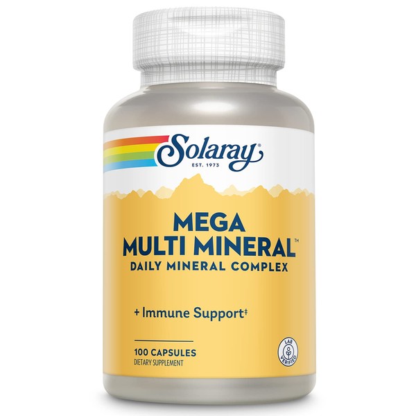 Solaray Mega Multi Mineral, 200 Capsules (25 Servings, 100 Capsules)