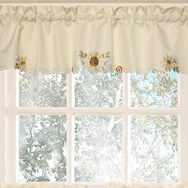 Sweet Home Collection Kitchen Window Tier, Swag, or Valance Curtain Treatment in Stylish and Unique Patterns and Designs for All Home Décor, Sunflower