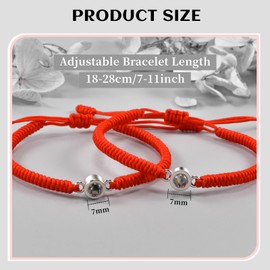 MANVEN Couples Bracelet Couples Gifts Partner Bracelets Projection of I Love You in 100 Languages Red