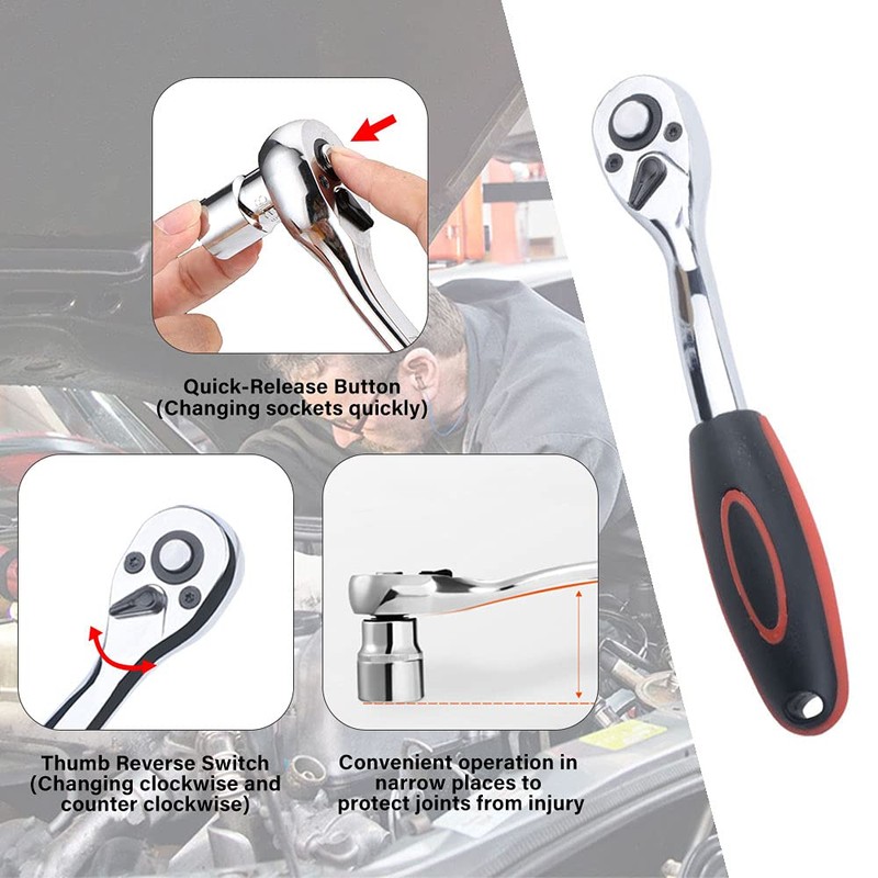 XYZDOUBLE 12-Piece Socket Spanner Set with 3/8 Inch Ratchet 8